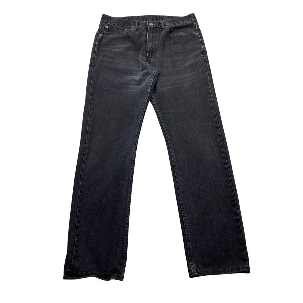 Levis 505 Regular Fit Straight Leg Jeans Faded‎ Black Mens Sz 34 Fits 32